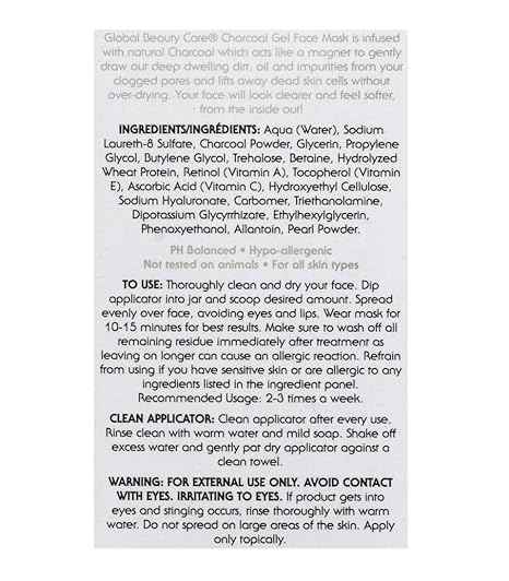 GLOBAL BEAUTY CARE Charcoal Gel Face Mask With Mask Applicator @ www.LVScripts.com